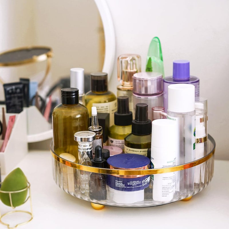 HANKOR Rotating Skincare Makeup Organizer, 11"" Round Lazy Susan, Turntable Vanity Organizers and Storage, Clear Large Spinning Cosmetic Perfume Display Cases (Clear) - Image 2